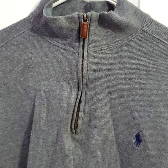 Polo Ralph Lauren Heather Gray Pony Logo Quarter Zip Pullover Windbreaker Jacket - Picture 4 of 11
